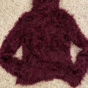 Tattoo Plush Burgundy Fuzzy Sweater